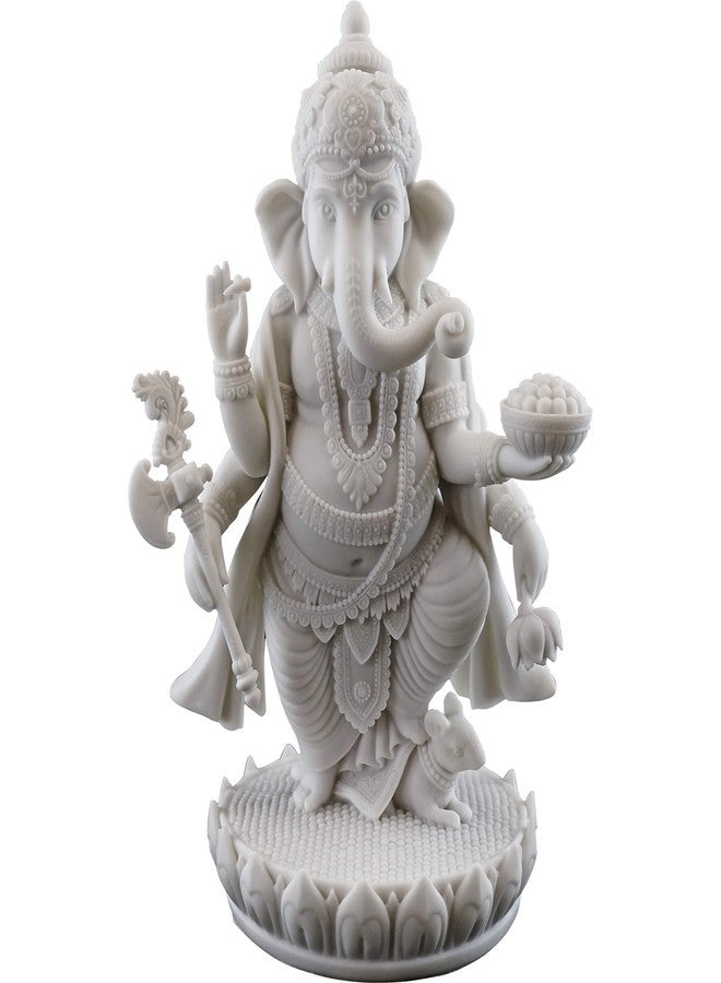 Top Collection 7.5" H 4.75" Standing Ganesh Statue in White Marble Finish - Hindu Lord of Success Sculpture - Image 1